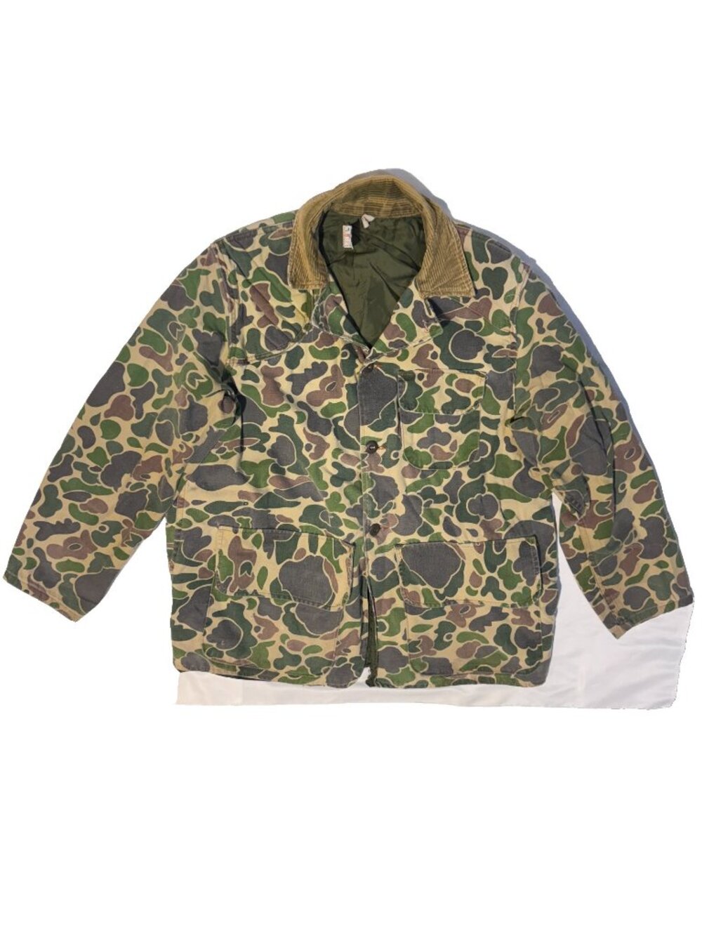 Vintage Canvasback Hunting Jacket Mens L/XL Camo Game Pocket Corduroy Collar